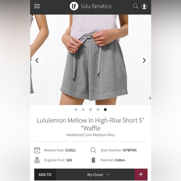 Lululemon Mellow In High-Rise Waffle Short 5 Inch, Size 4 - Picture 7 of 7